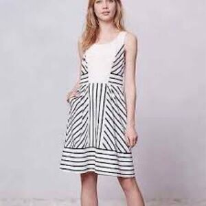 Anthropologie Maeve Chessia Navy Stripe Lace Dress Nautical Preppy Lace 2